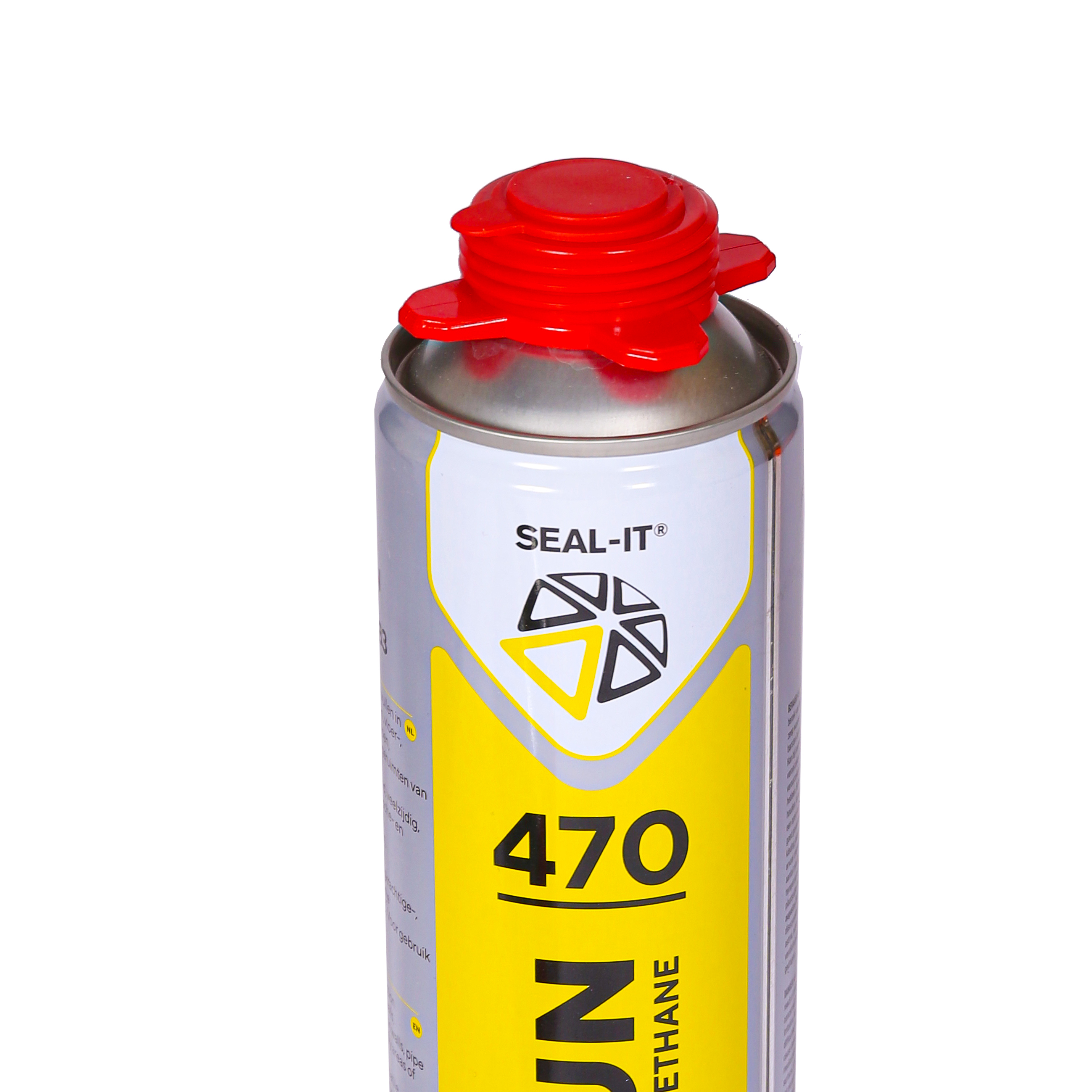 "Close-up van een Seal-It 470 PU FOAM bus met rode dop